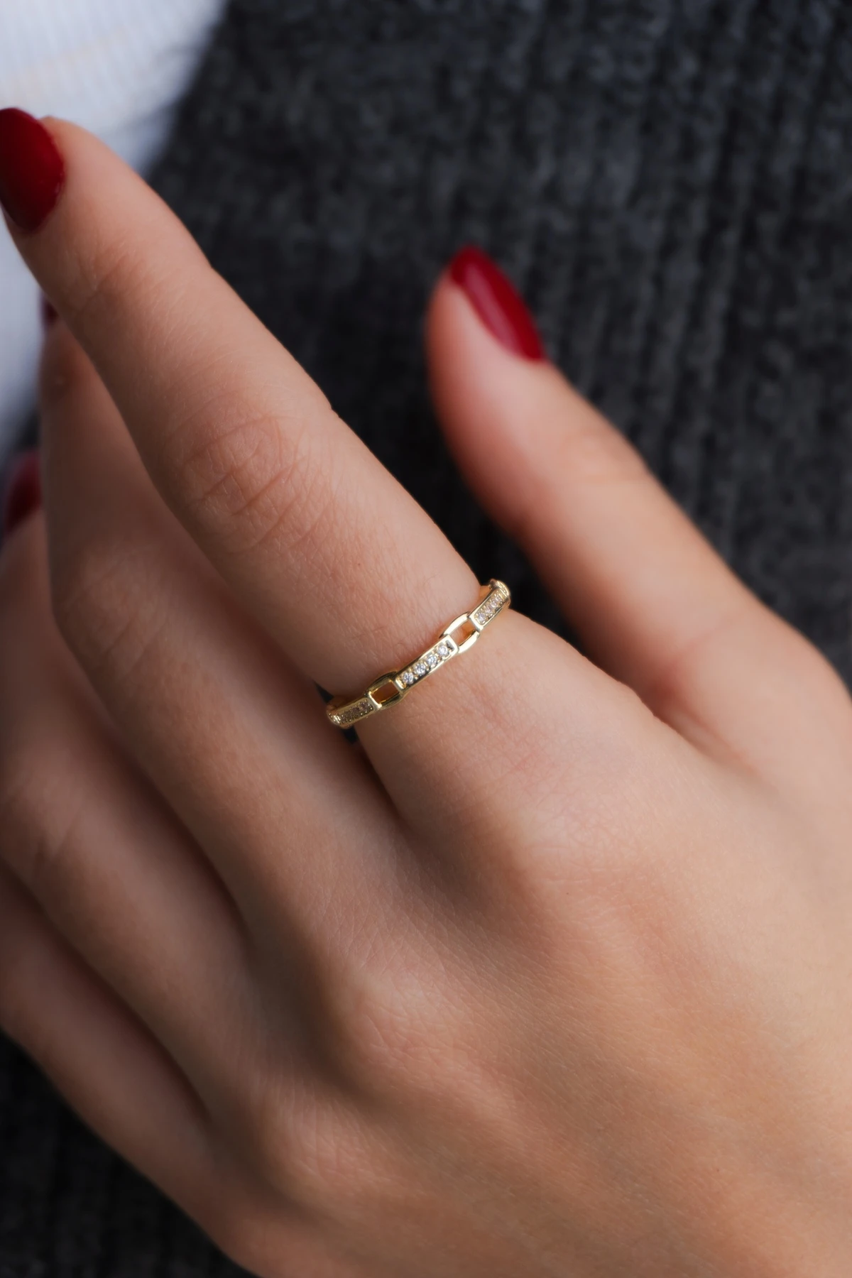 Zirkon Taşlı Çelik Yüzük