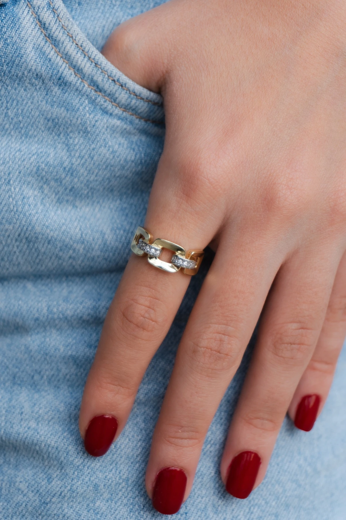 Zirkon Taşlı Çelik Yüzük