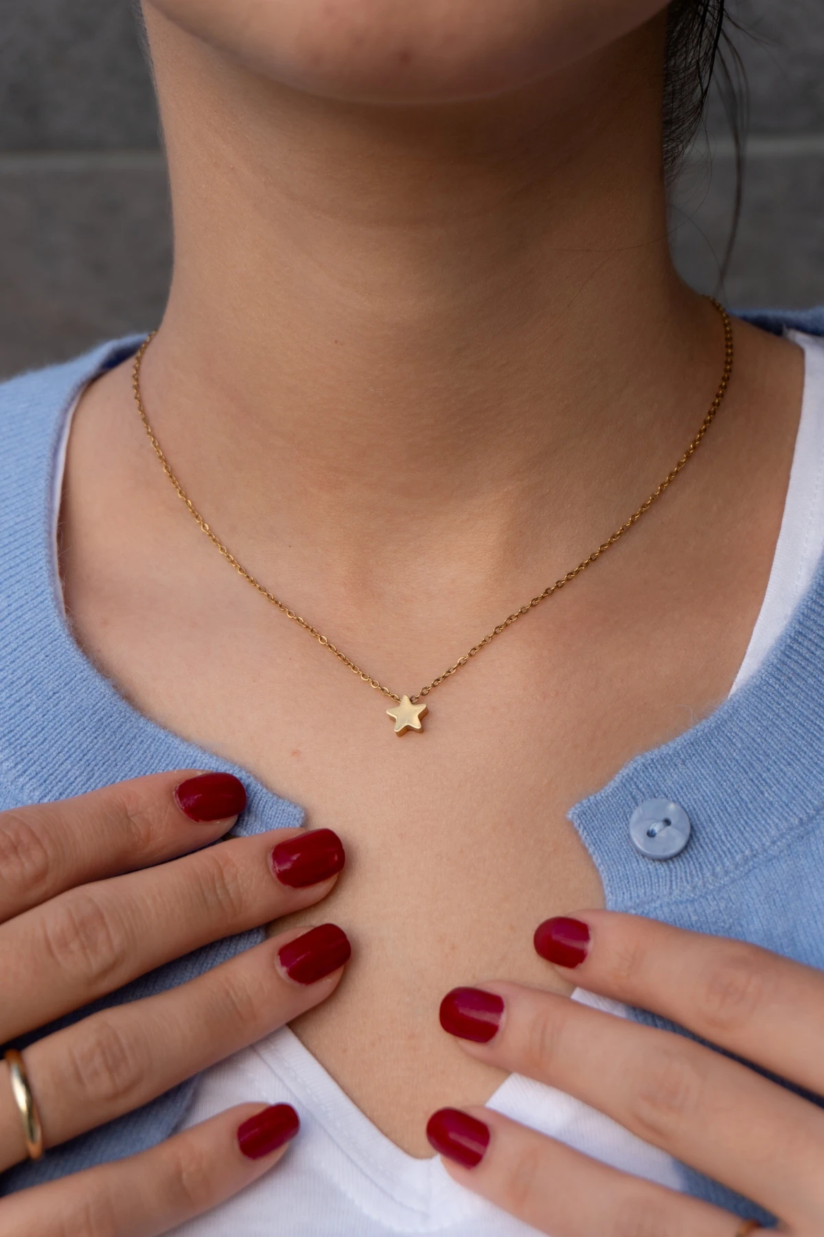 Çelik Minimal Yıldız Kadın Kolye