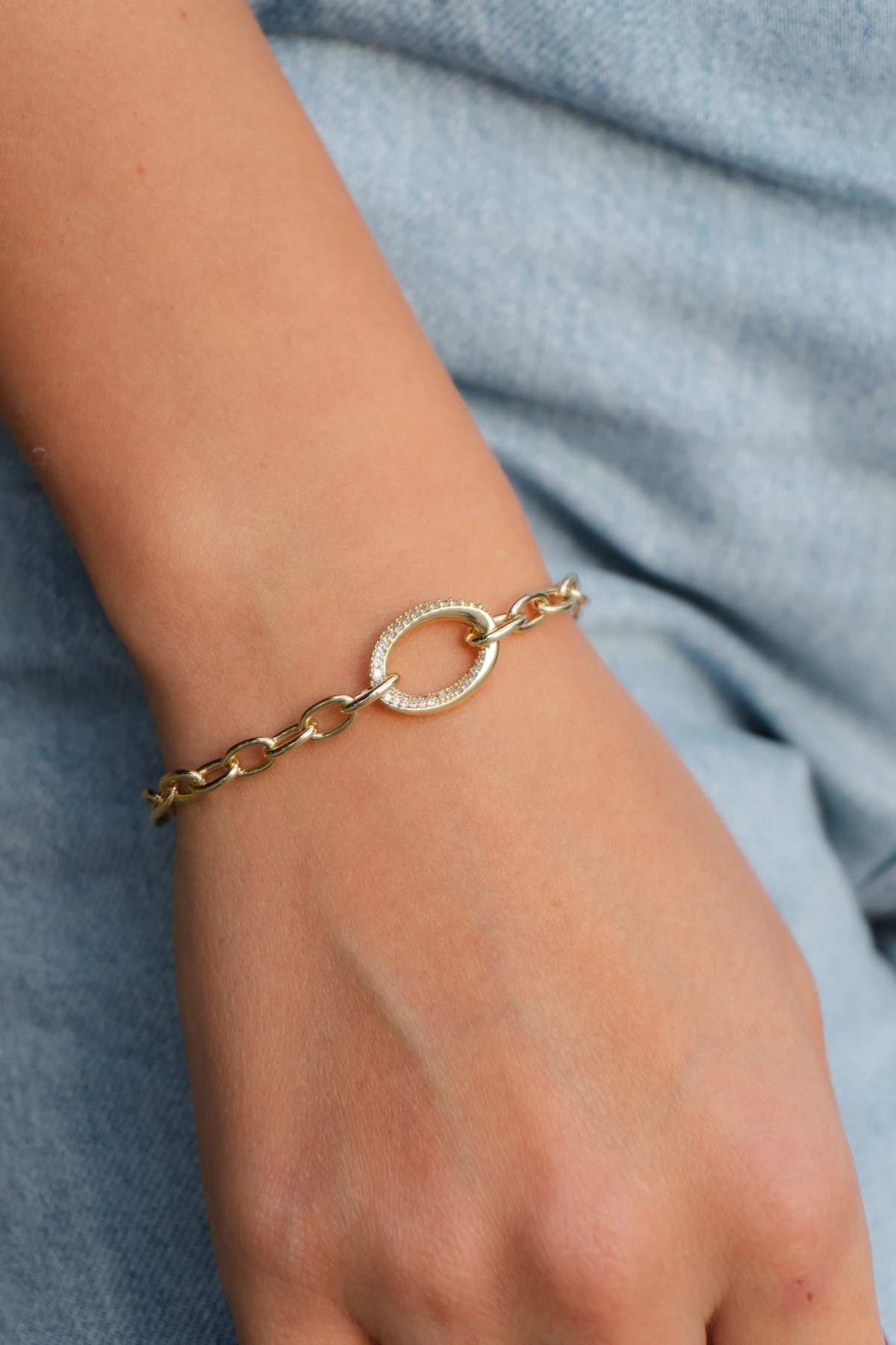 Zincir Gold Çelik Bileklik