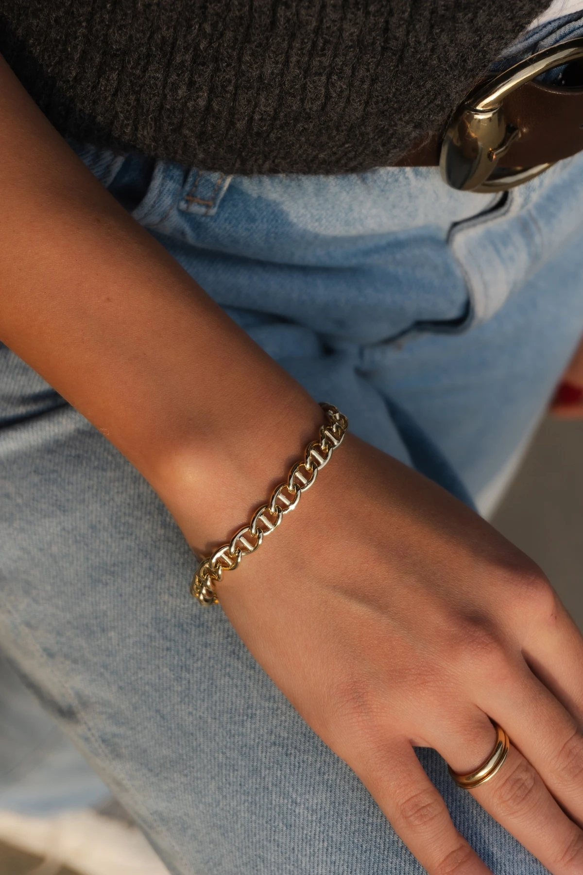 Zincir Gold Çelik Bileklik