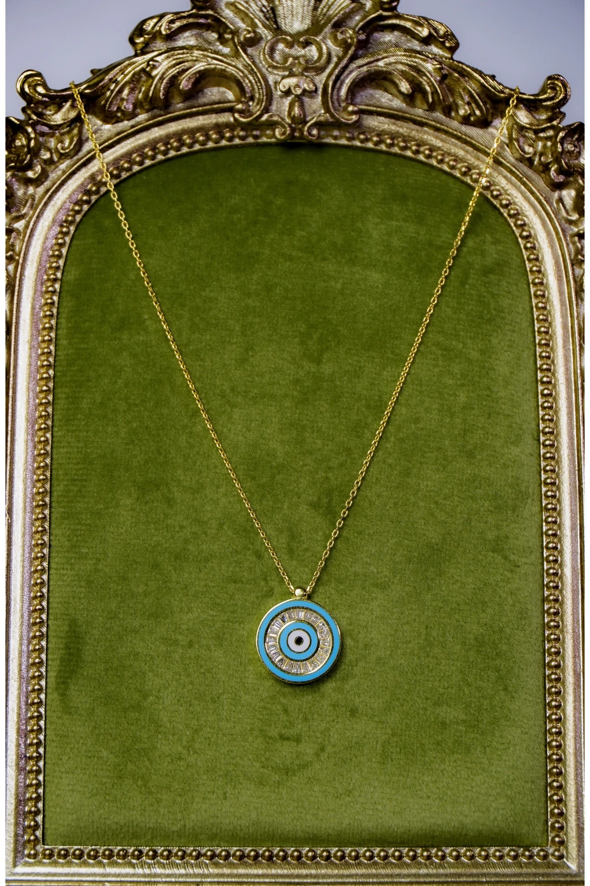 925 Ayar Gümüş Zirkon Taşlı Nazar Boncuğu Kolye