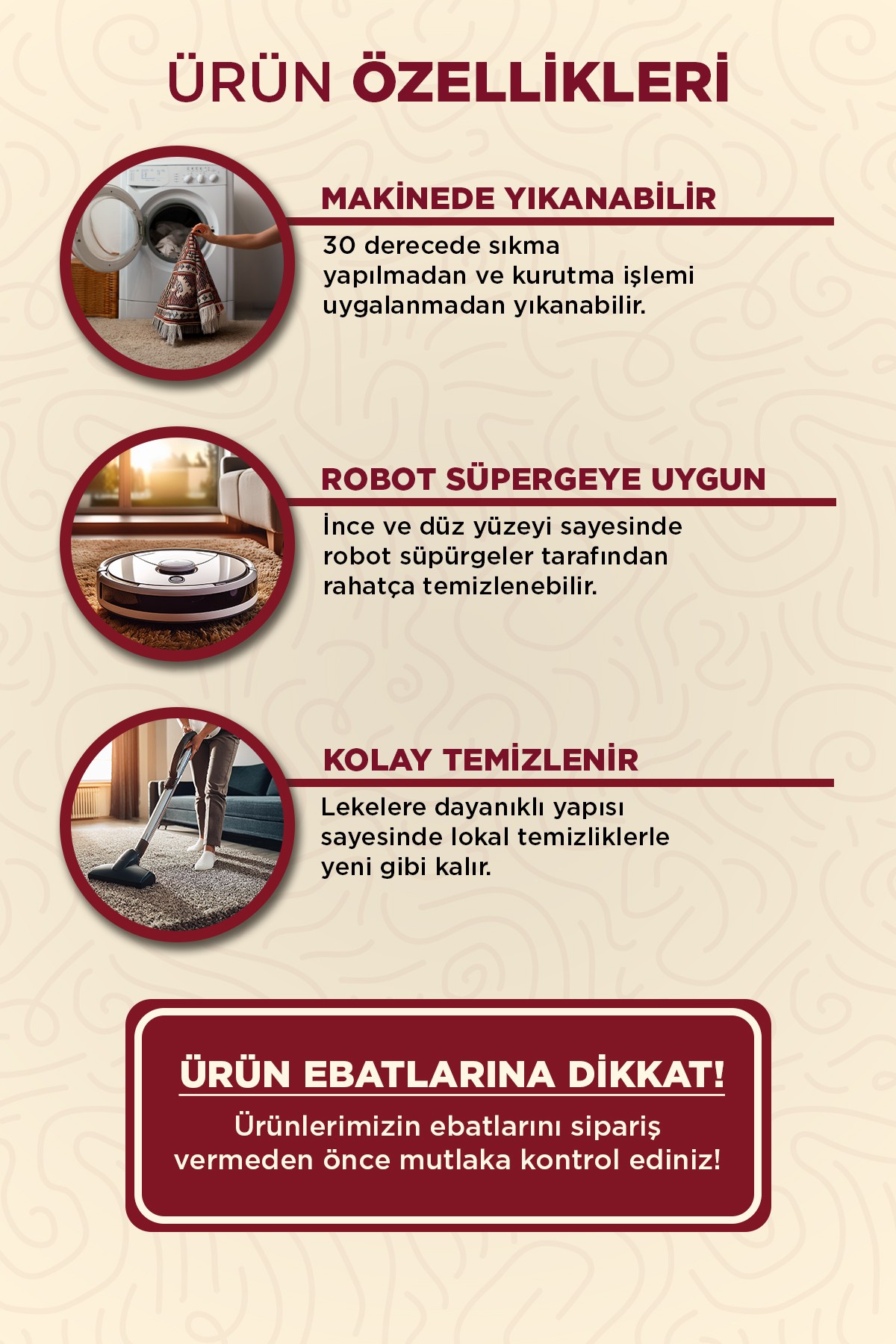 Dekoratif Yuvarlak Halı Dijital Baskılı Yıkanabilir Kaymaz Taban - KYH101