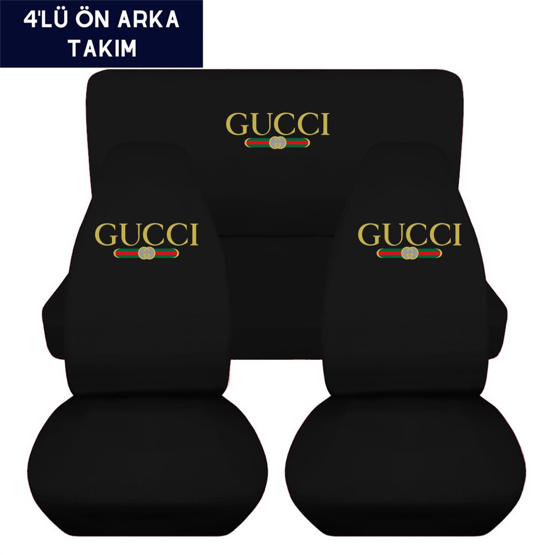 GUCCİ  Dijital Baskılı Araç İçi servis Kılıfı - Siyah