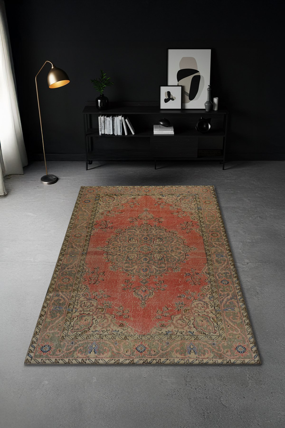 Etnik Desenli Bambu Salon Halısı Dijital Baskılı Yıkanabilir Kaymaz Pamuk Taban - KEH514