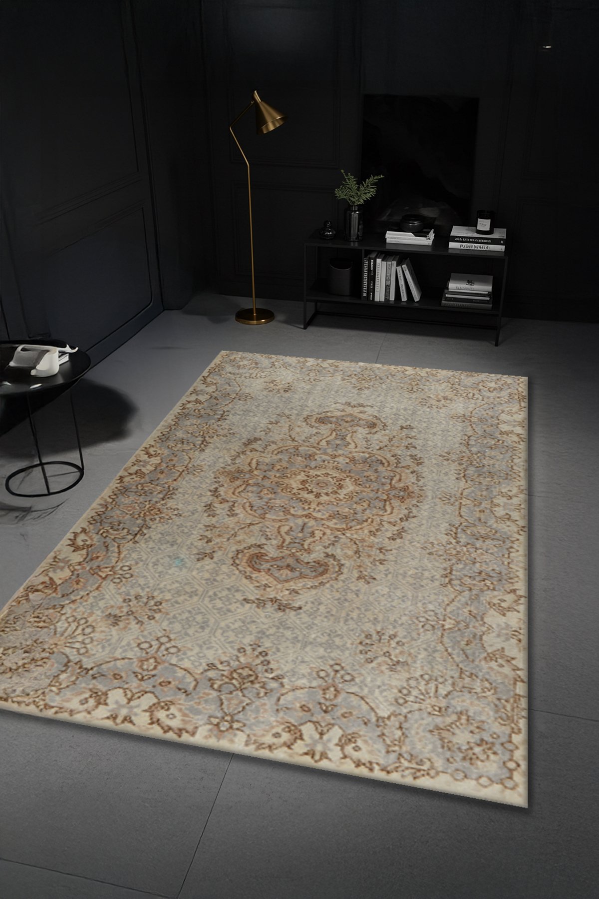 Etnik Desenli Bambu Salon Halısı Dijital Baskılı Yıkanabilir Kaymaz Pamuk Taban - KEH527