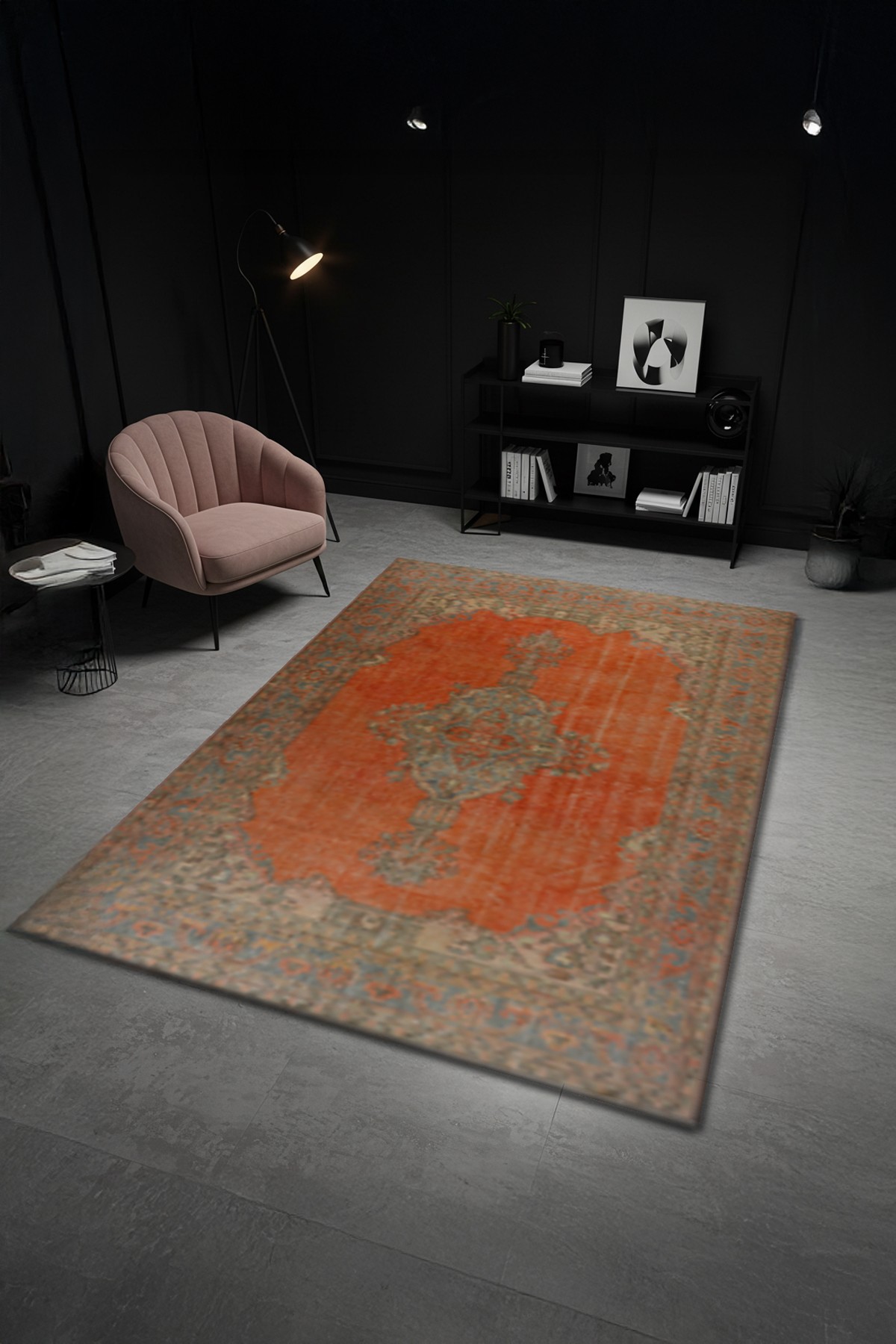 Etnik Desenli Bambu Salon Halısı Dijital Baskılı Yıkanabilir Kaymaz Pamuk Taban - KEH517