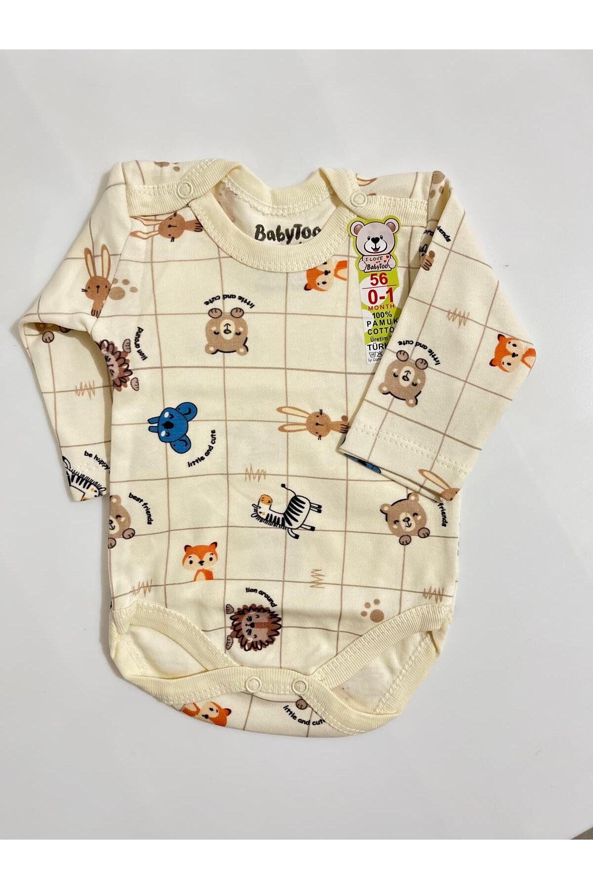 Uzun Kollu Hayvan Desenli Body Zıbın