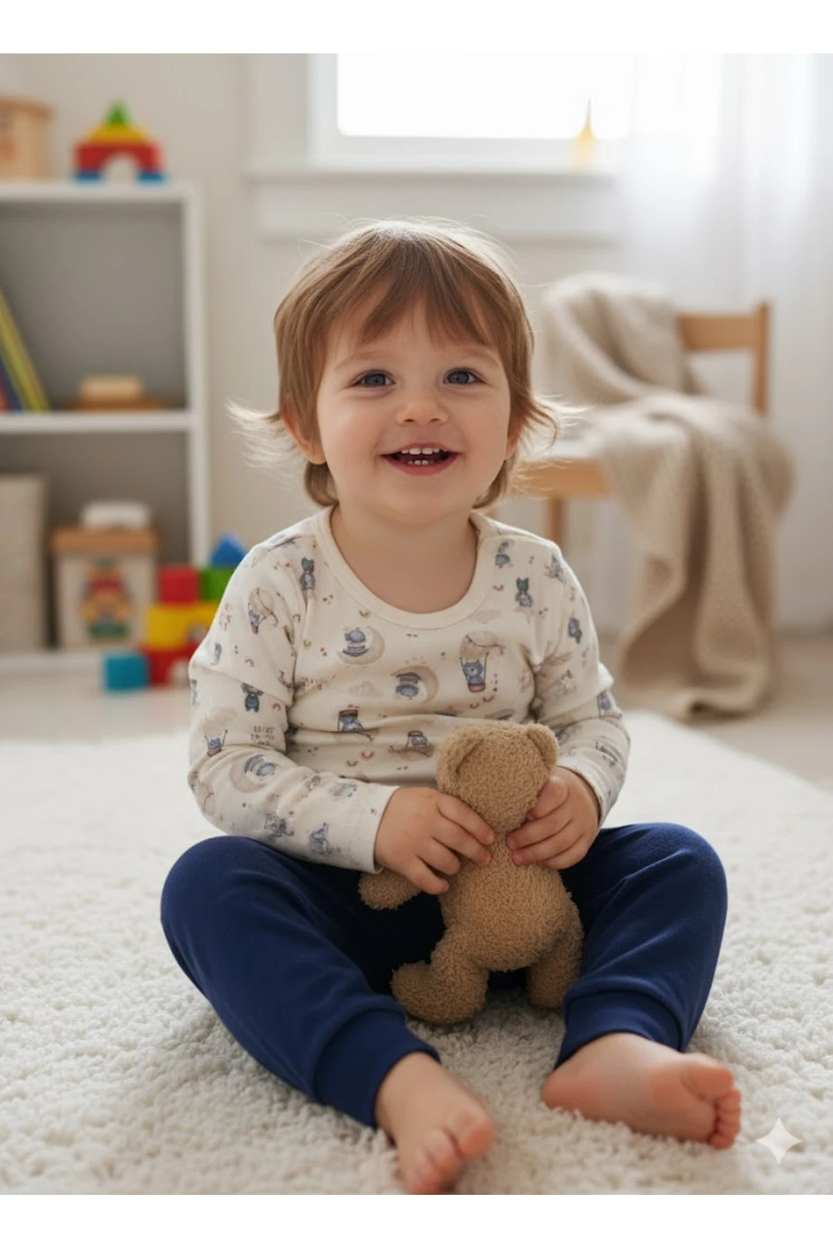 Kız Erkek Çocuk Bebek Uzun Kollu Çıtçıtlı Body-Badi %100 Organik Pamuk 1-2-3-4-5-6 Yaş