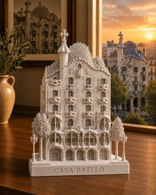 Casa Batlló Mirası Dekoratif Obje; organik balkonlar ve pencere açıklıklarından oluşan cephe