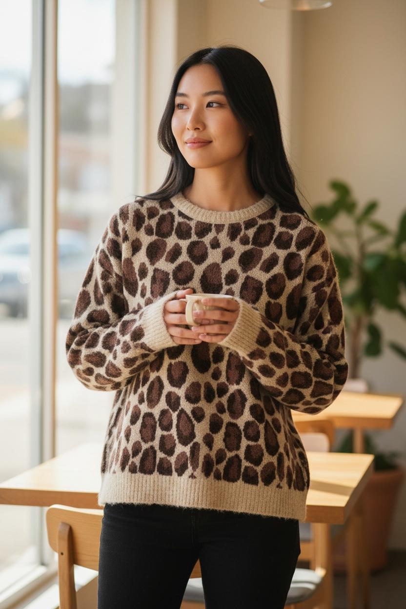 Leopar Desenli Kazak