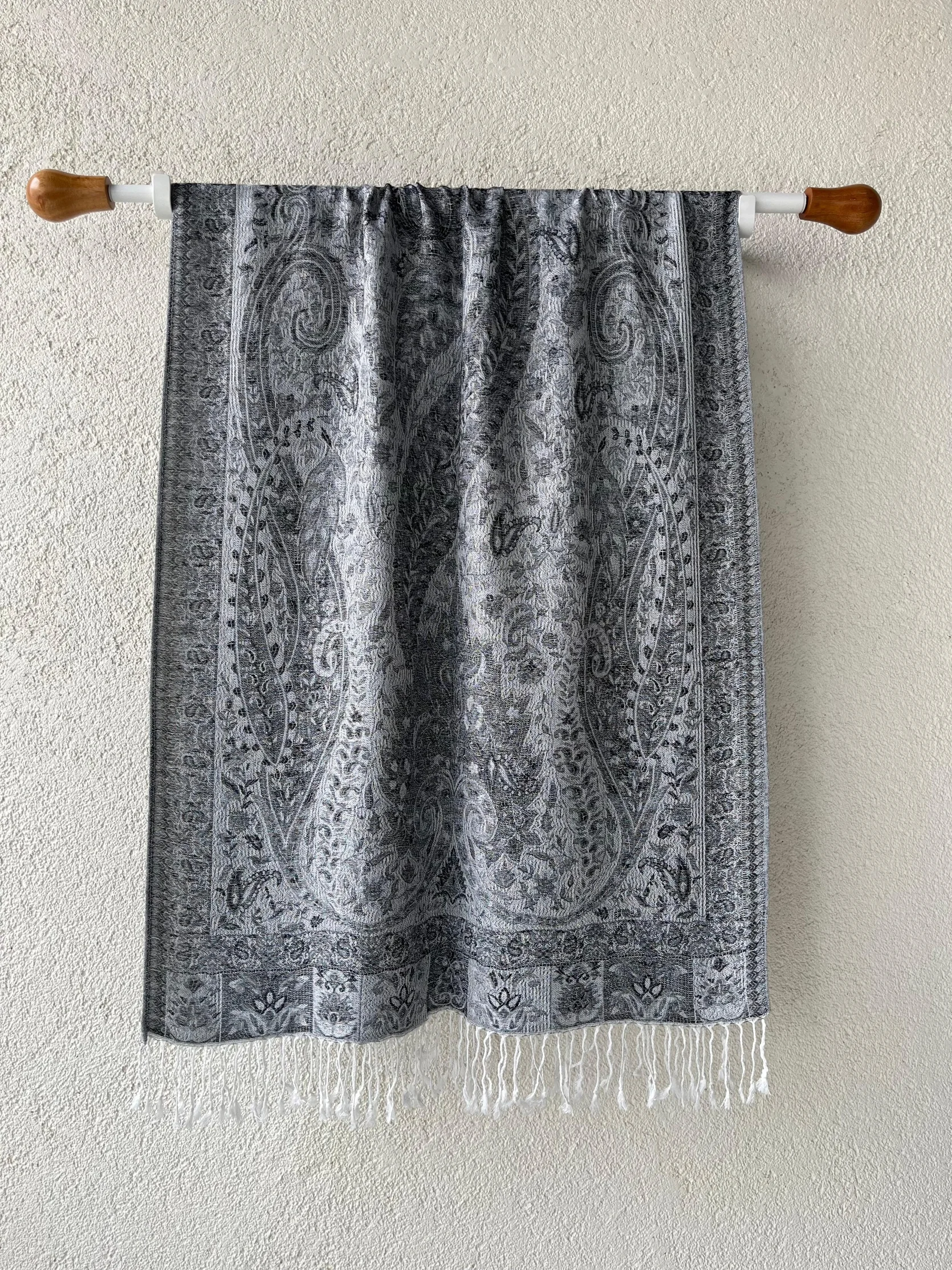 Pashmina Omuz Şalı - Rami Desen - Gümüş