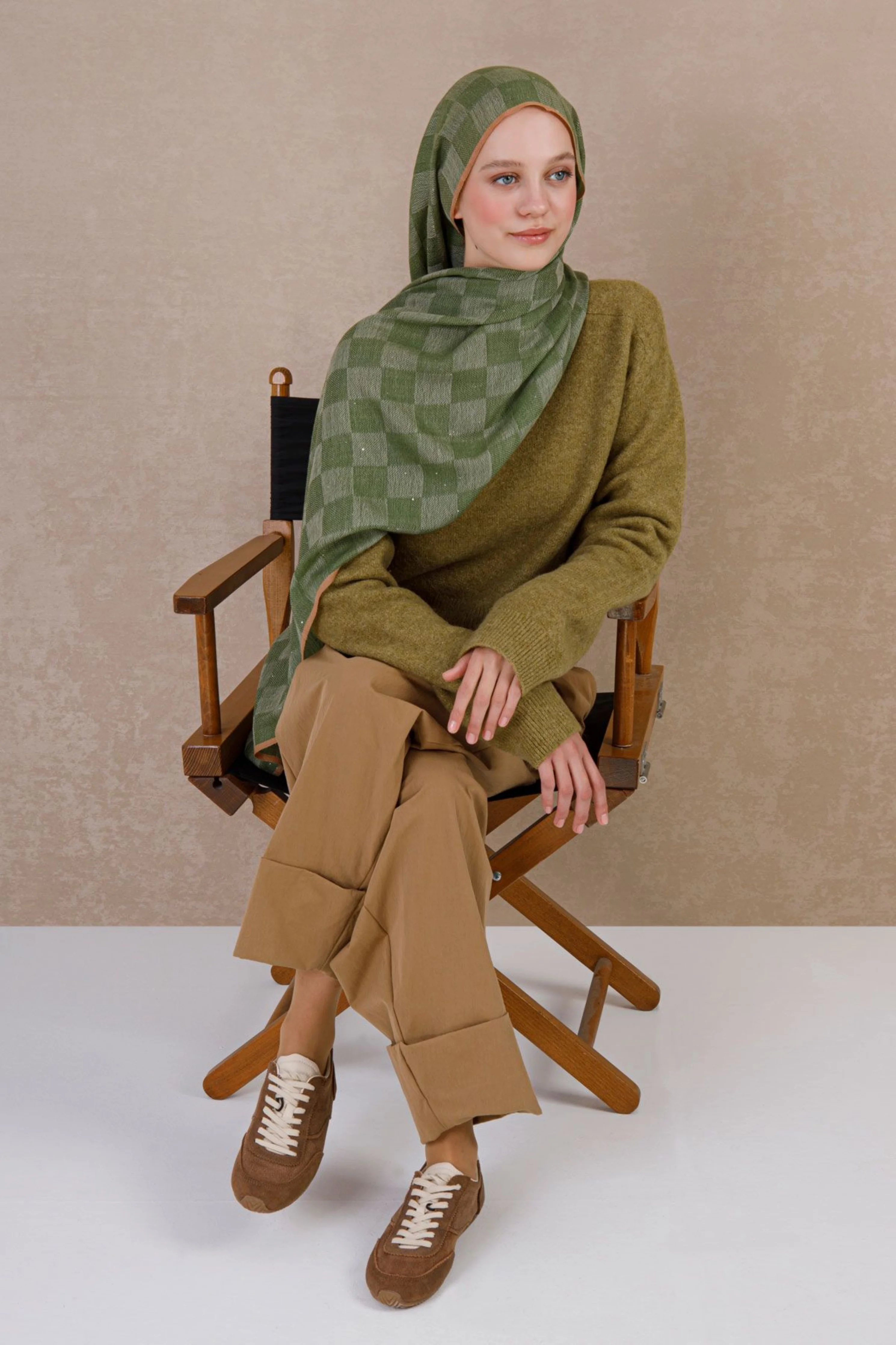 Yün&Kaşmir Şal - Vert Antiqe