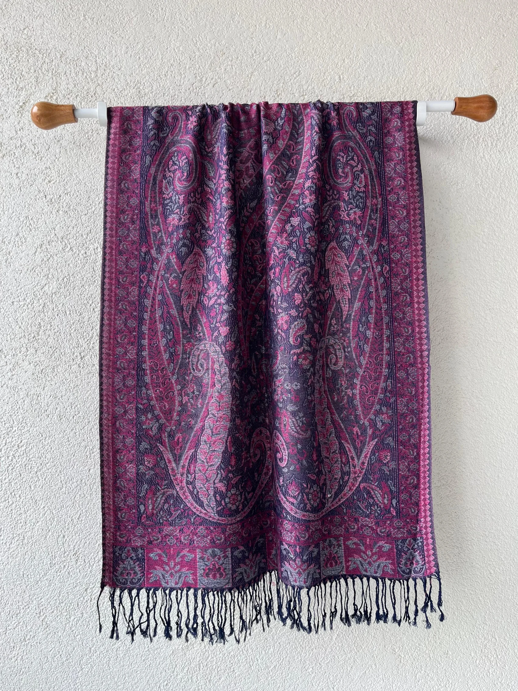 Pashmina Omuz Şalı - Rumi Desen - Mürdüm