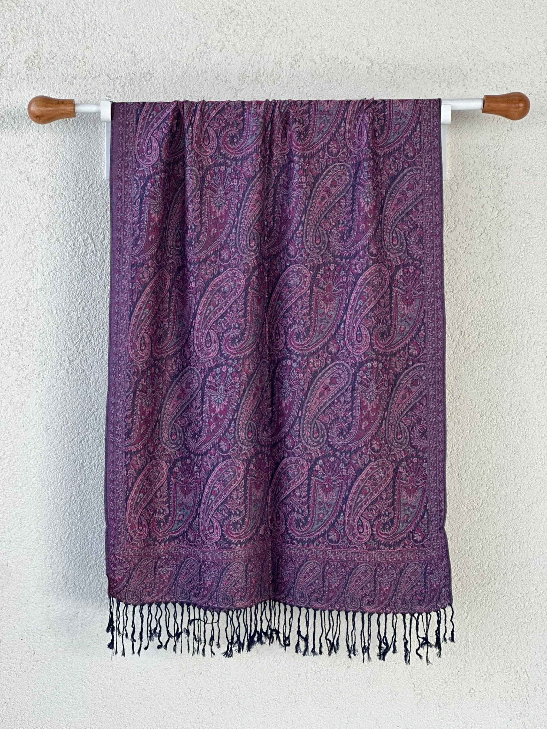 Pashmina Omuz Şalı - Sahra Desen - Mürdüm