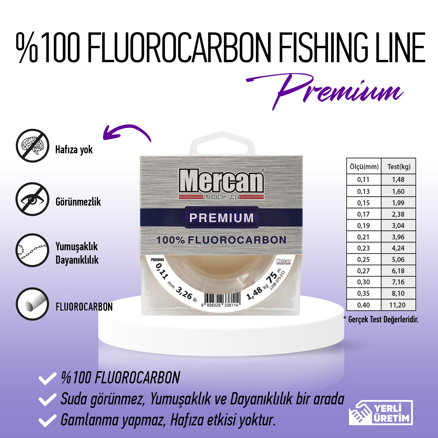 Mercan Fluorocarbon Premium 75 m Makara Misina