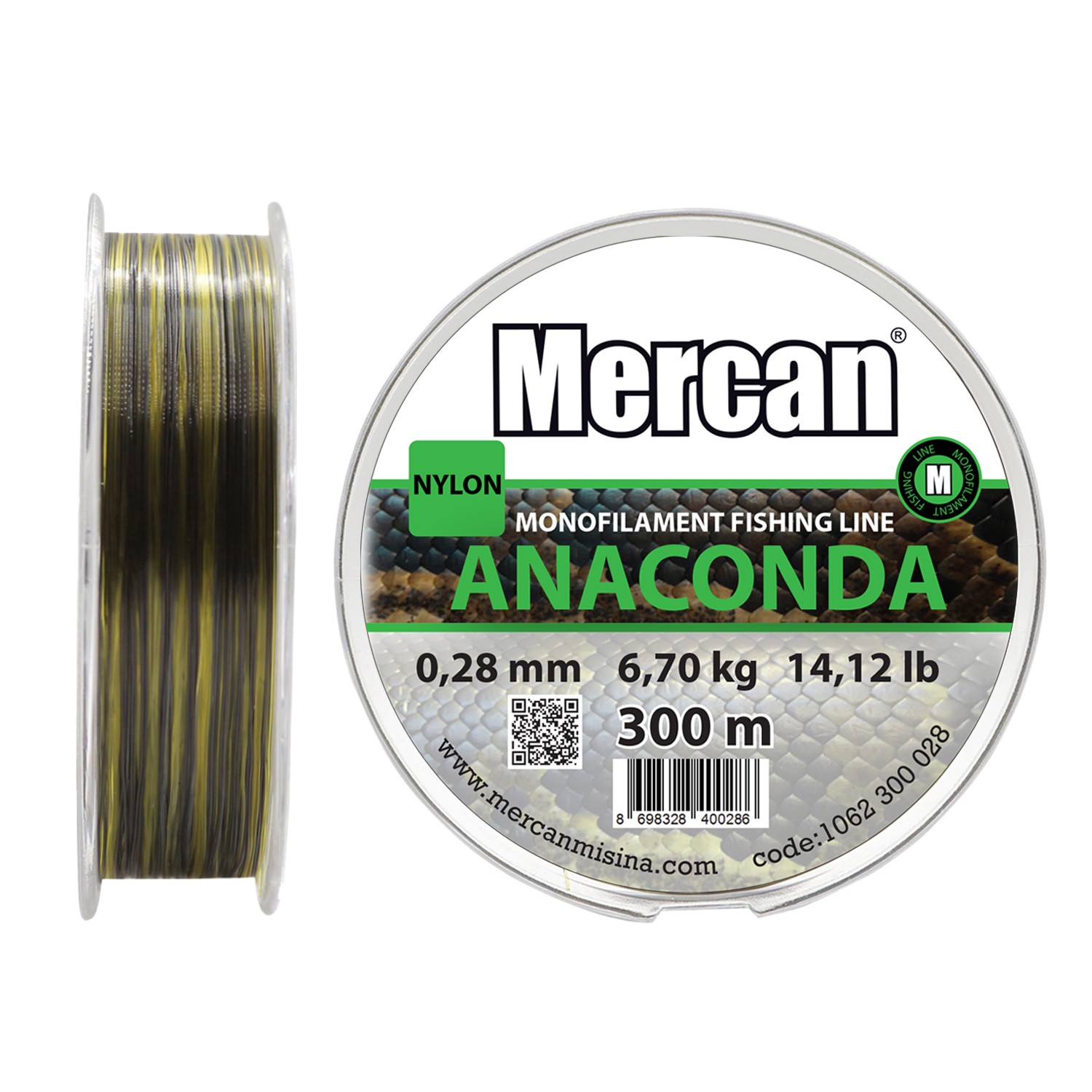 Mercan 300 m Anaconda Makara Misina - Yeşil-Siyah
