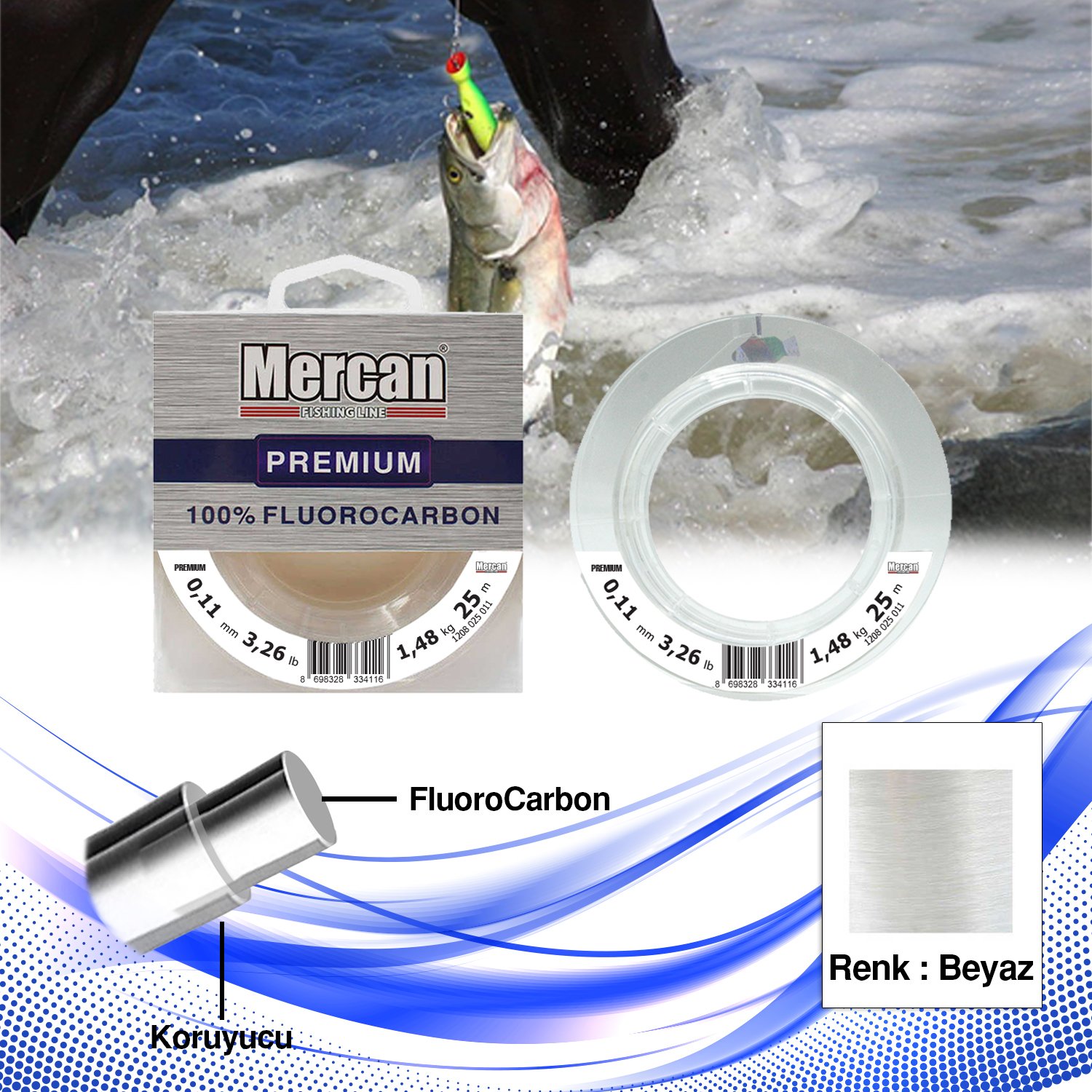 Mercan Fluorocarbon Premium 25 m Makara Misina