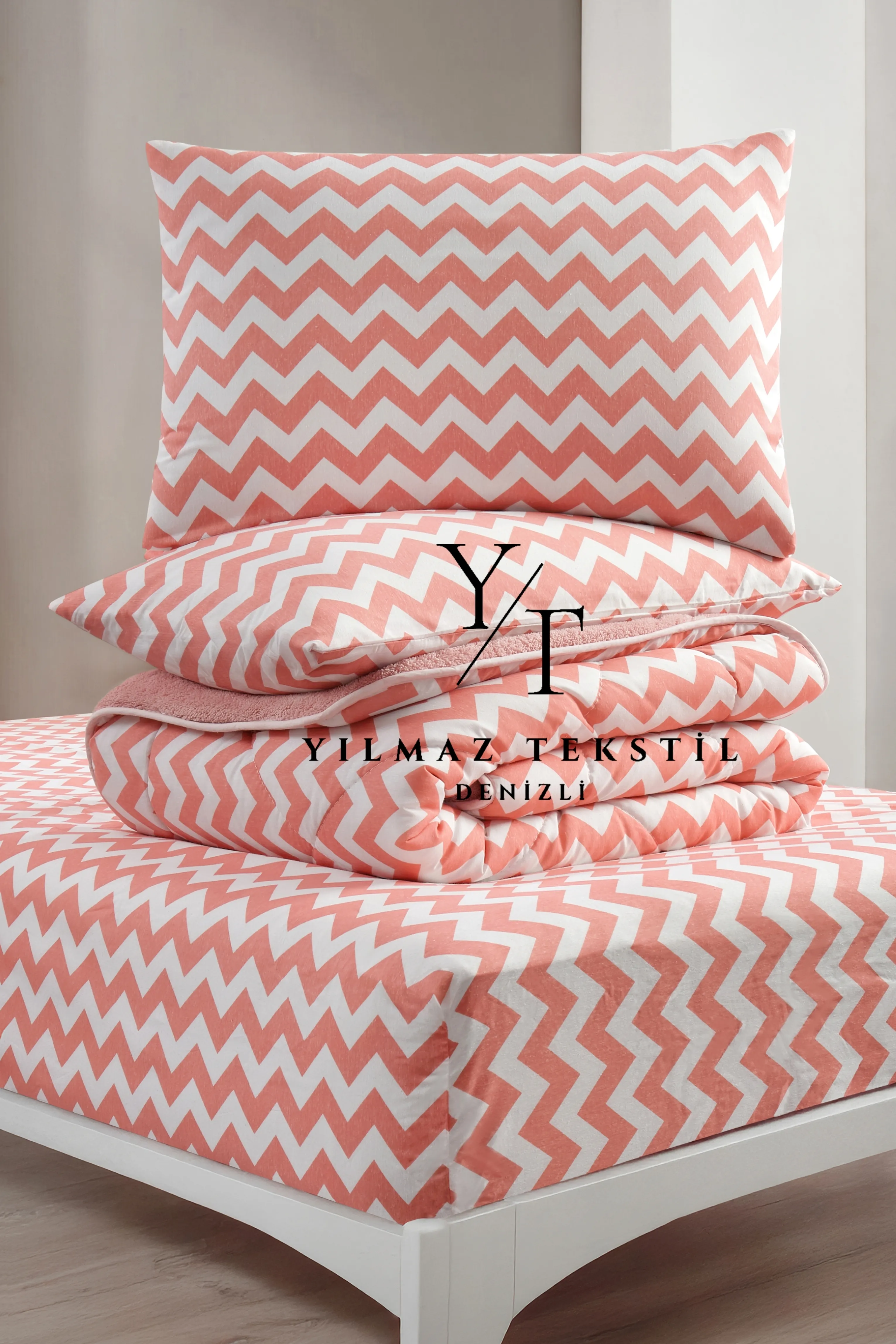 Tek Kişilik Uyku Seti Lastikli Çarşaflı Zigzag