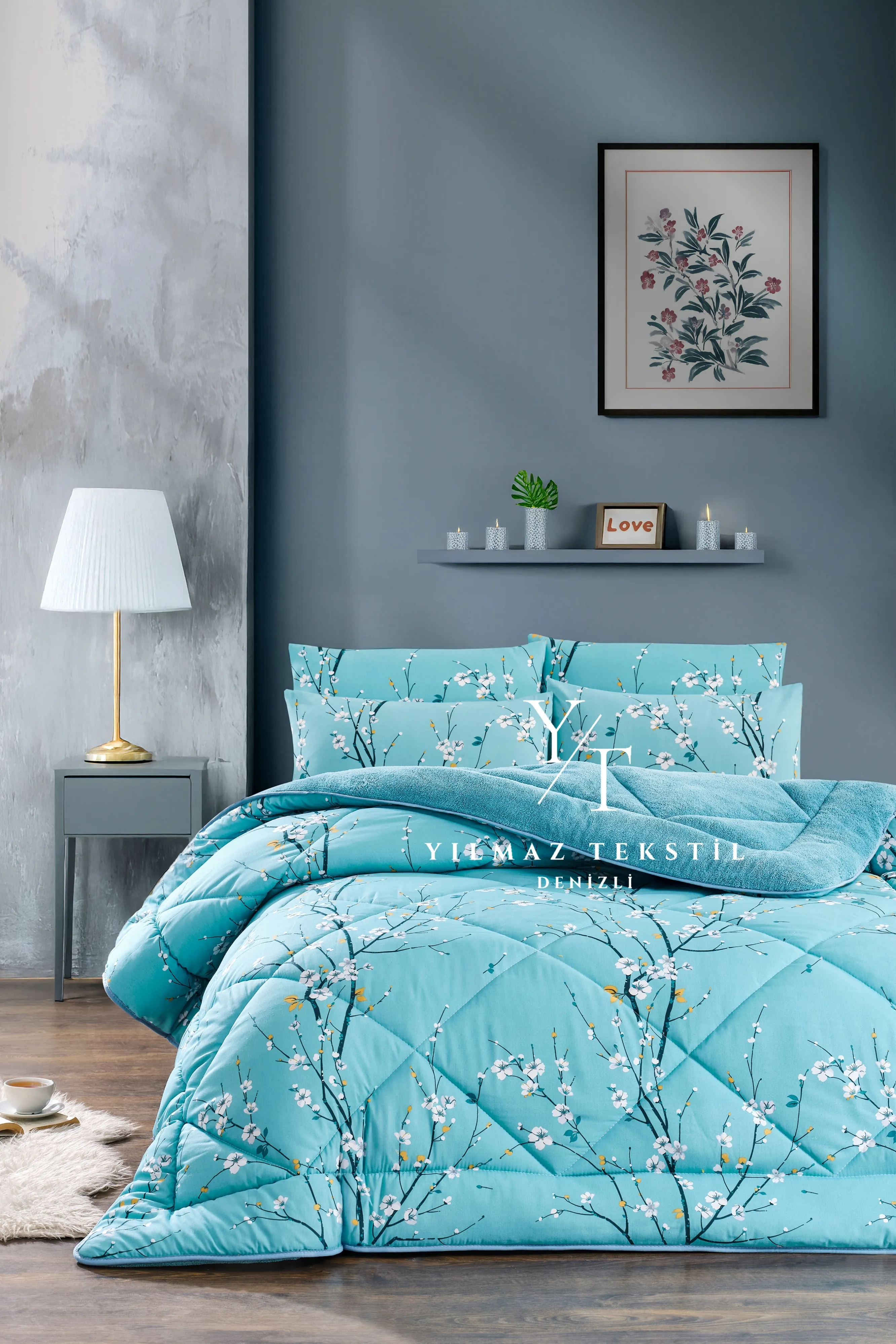 Lüx Çift Kişilik Yorgan Yastık Kılıfı Sakura