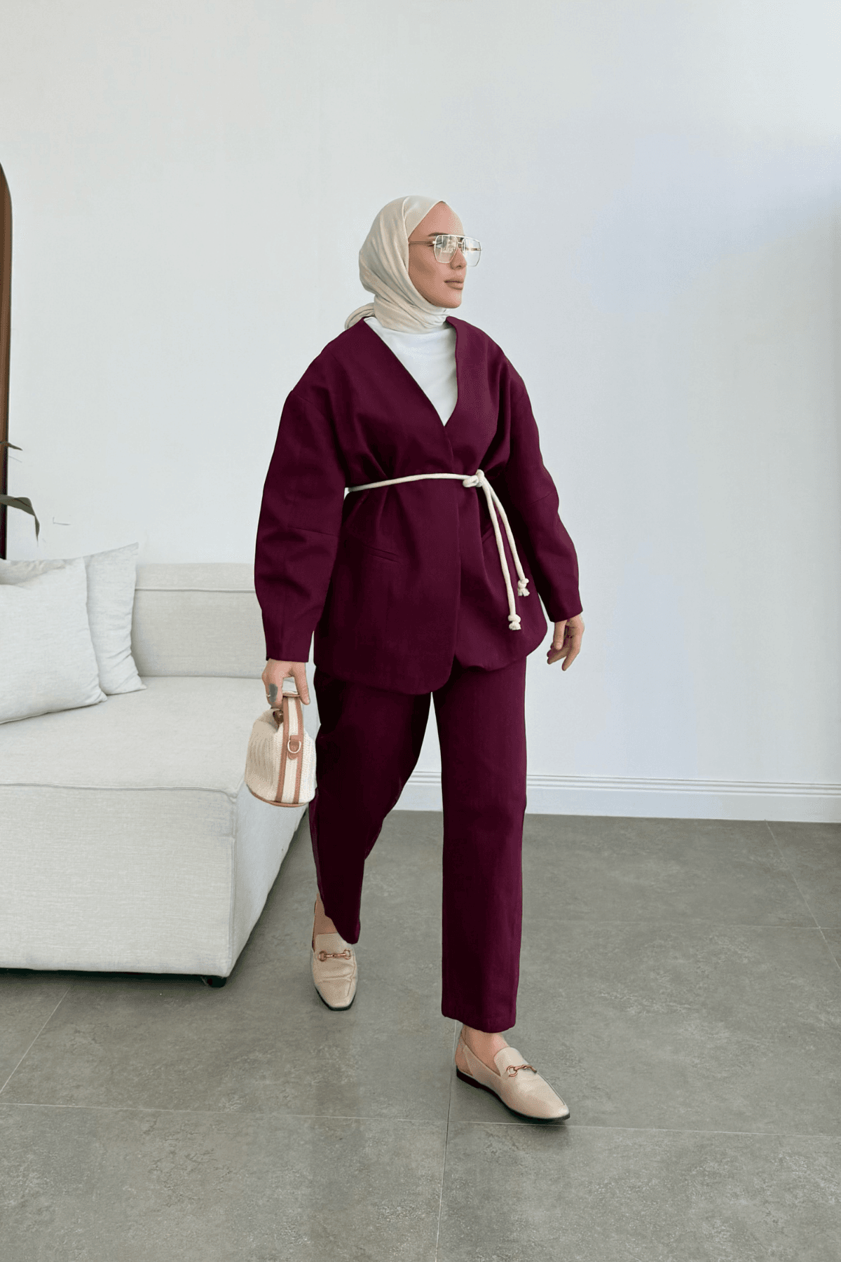 Gabardin Ceket Takım Bordo