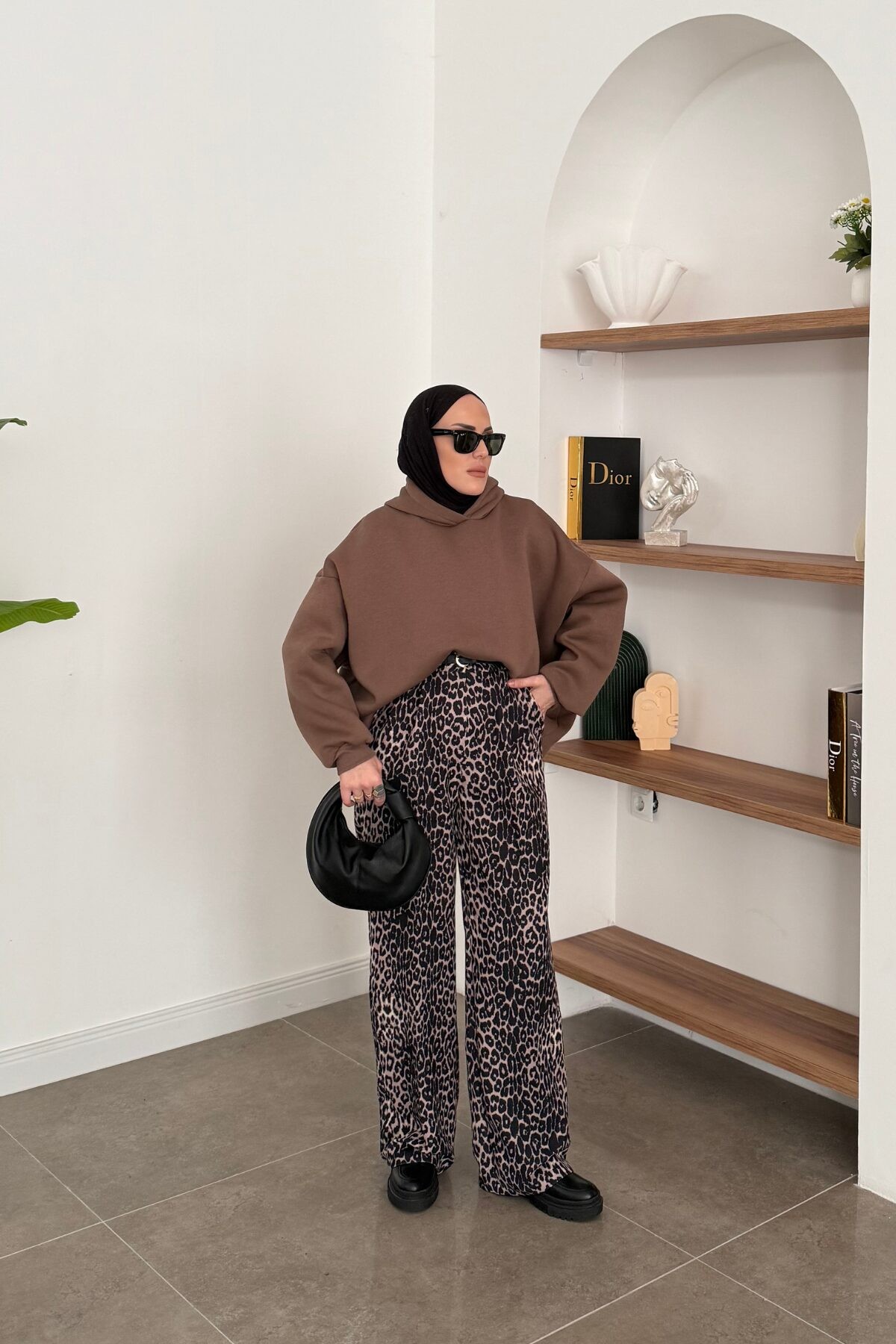 Oversize Üç İplik Sweat Kahve