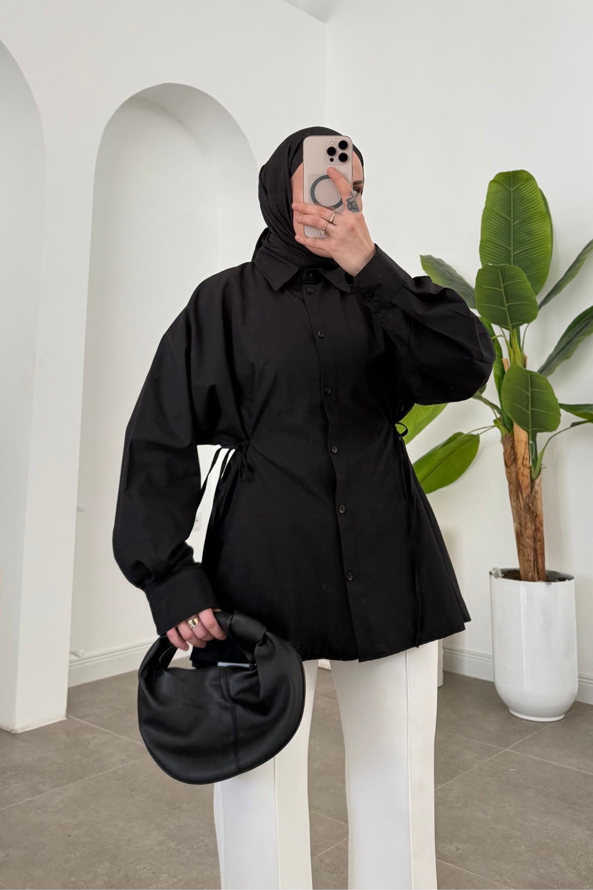 Belden Bağlamalı ZR Model Gömlek Siyah 