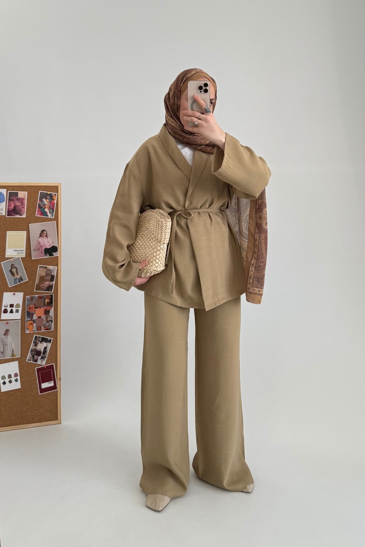 Loft Kimono Ceket Takım Yağ Yeşili