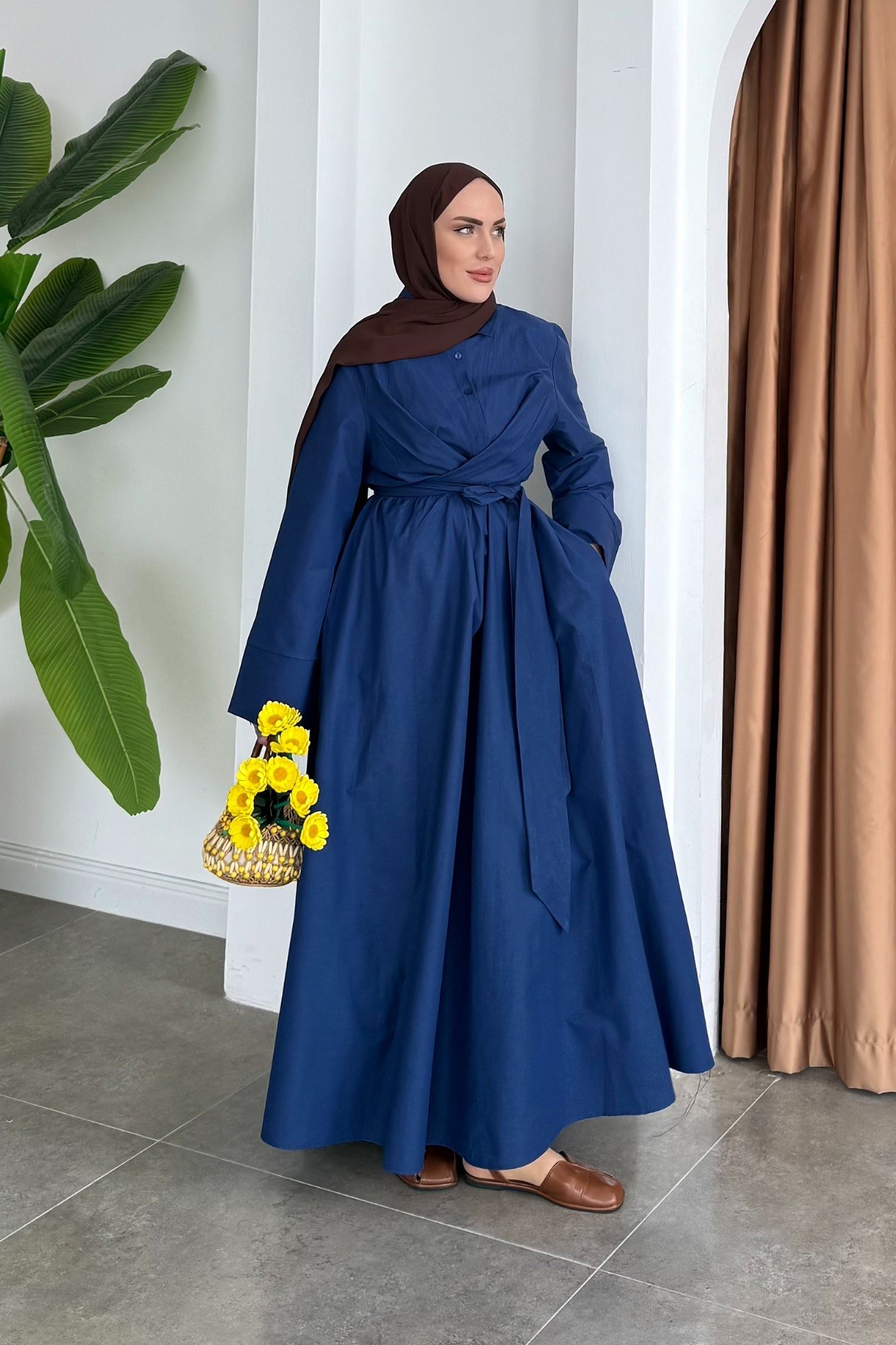 Katy Belden Bağlamalı Elbise Lacivert