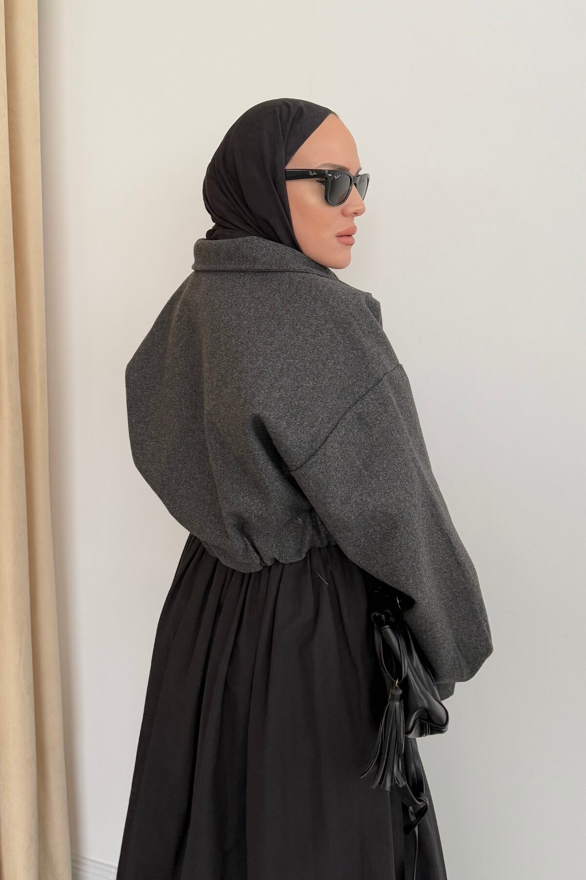 Kaşe Muadil Mini Bomber Ceket Antrasit