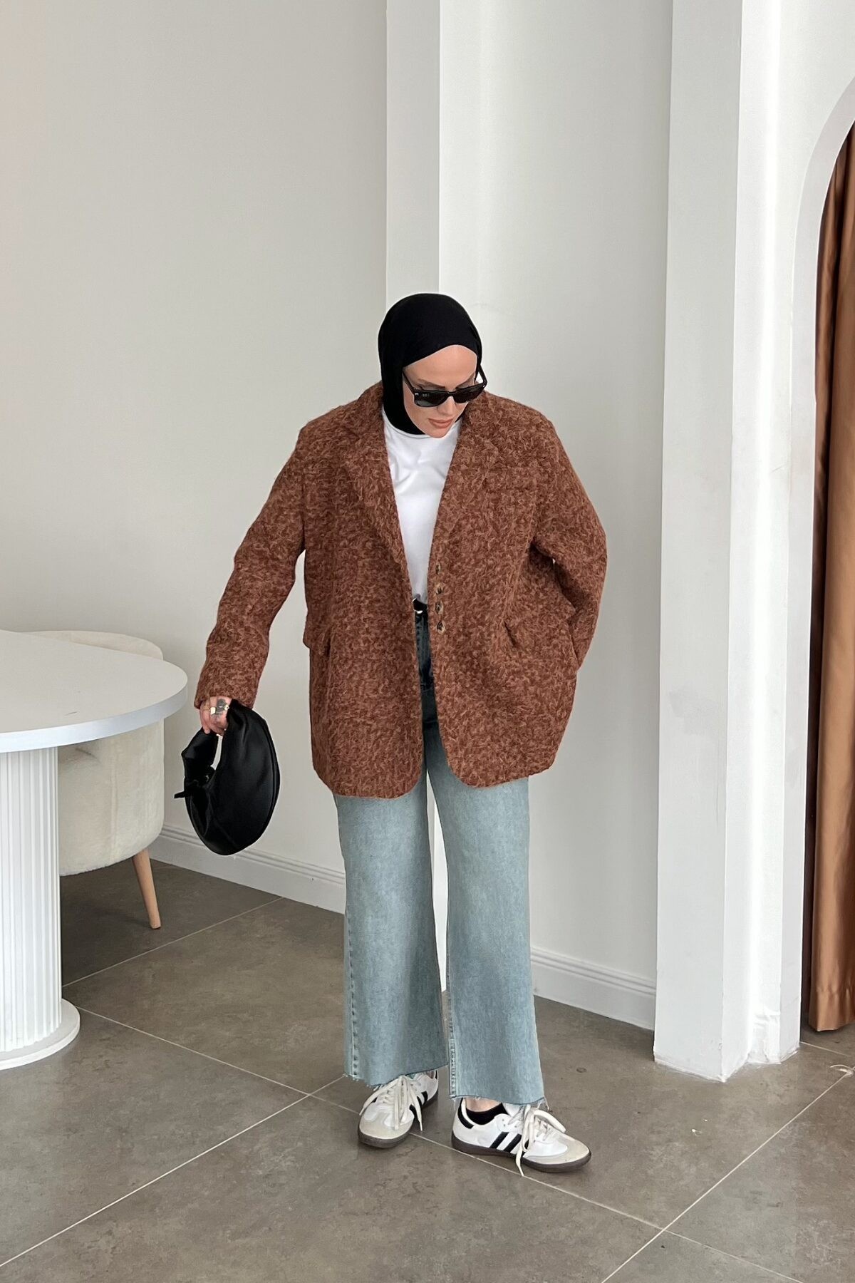 Kırçıklı Kaşe Kaban Ceket Kahve