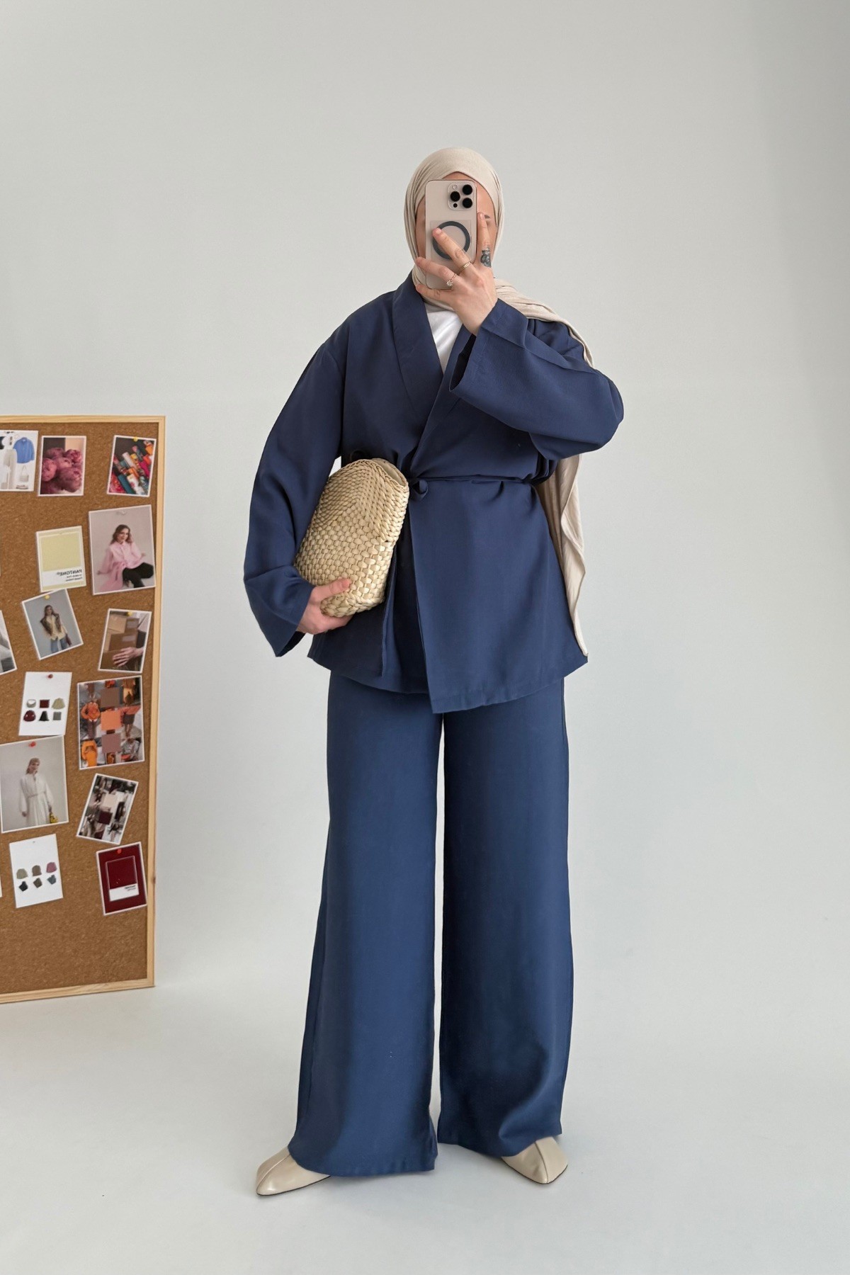 Loft Kimono Ceket Takım İndigo 