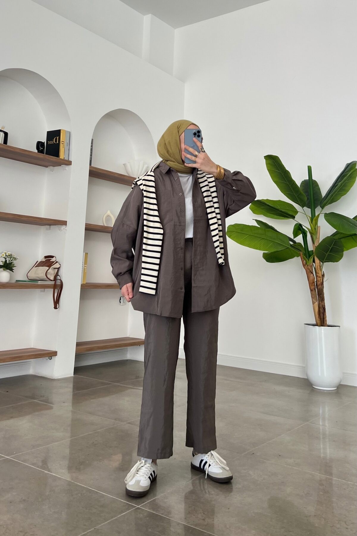 Oversize Cepli Takım Füme