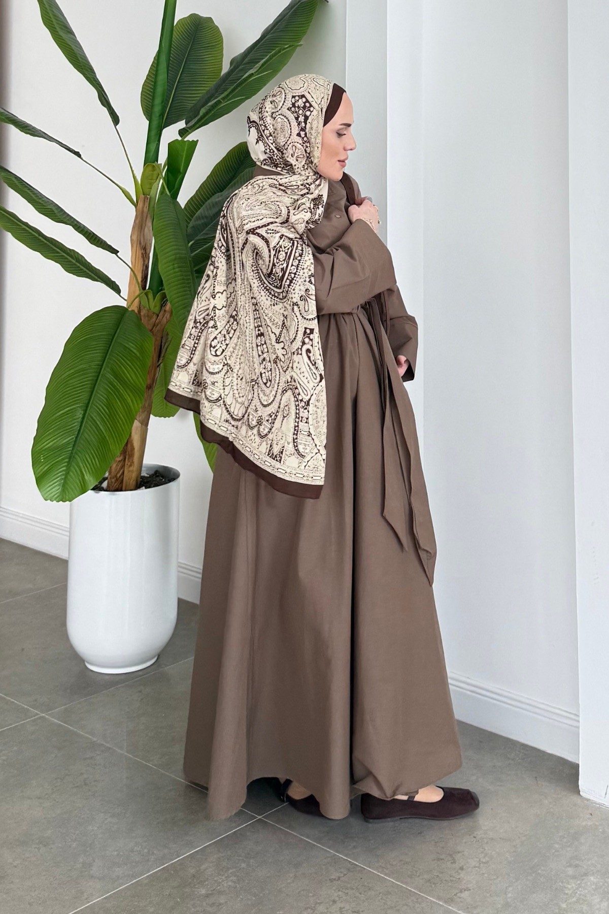 Katy Belden Bağlamalı Elbise Kahve