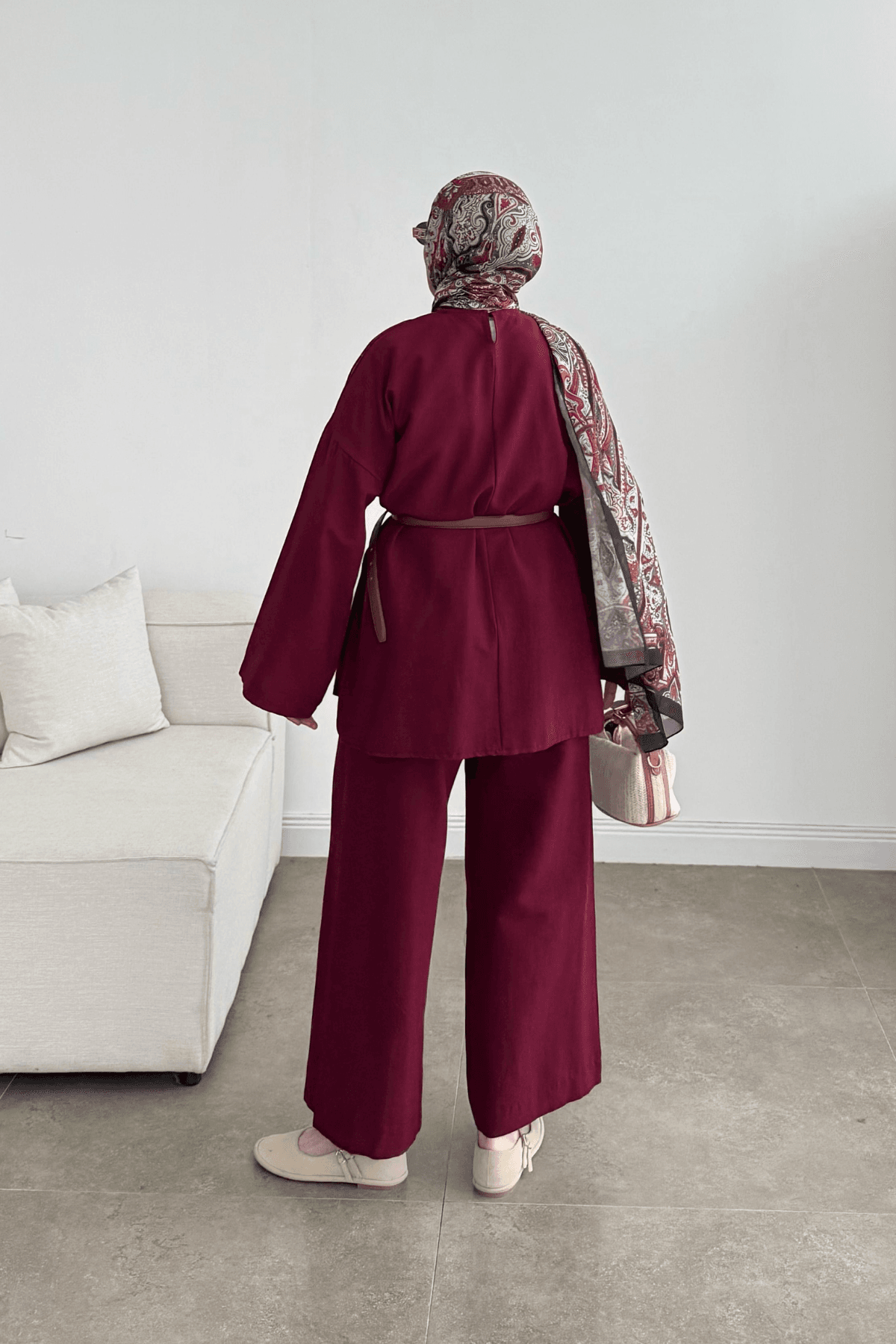 Basic Premium Keten Takım Bordo