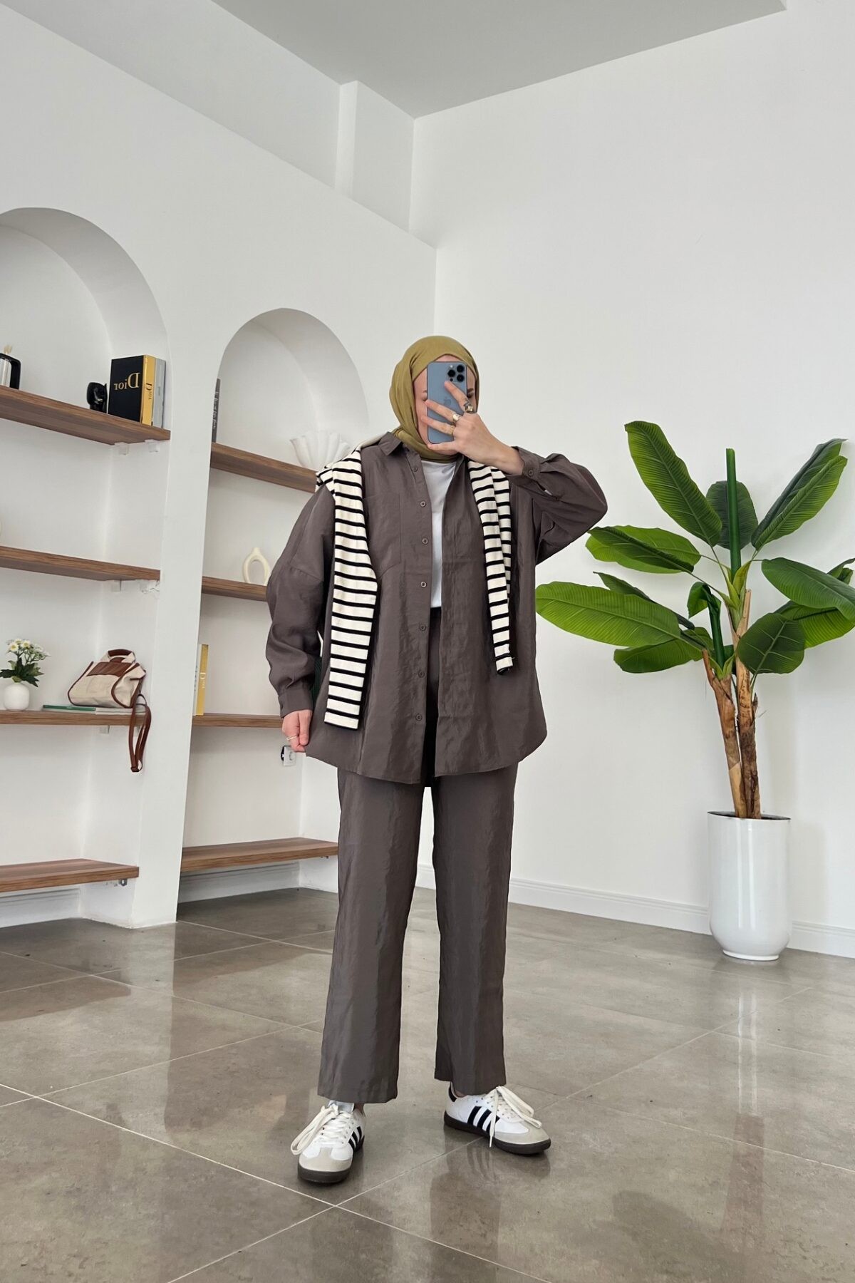 Oversize Cepli Takım Füme