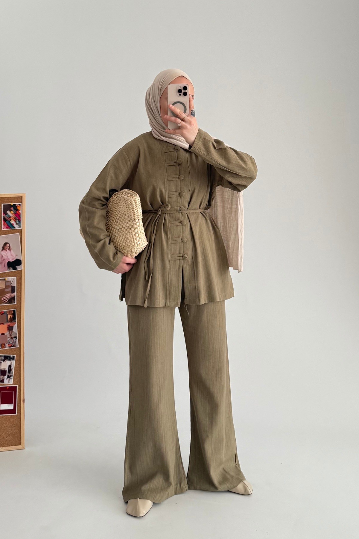 Linen Natural Keten Takım Haki