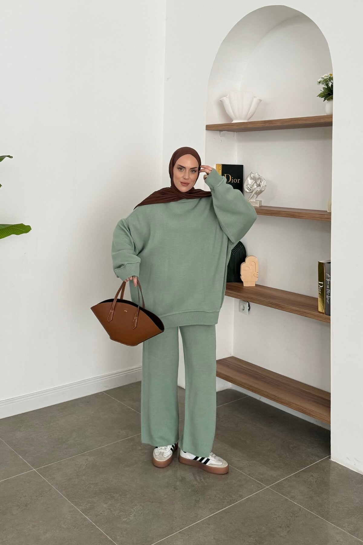 Oversize Sweat Triko Takım Mint Yeşili