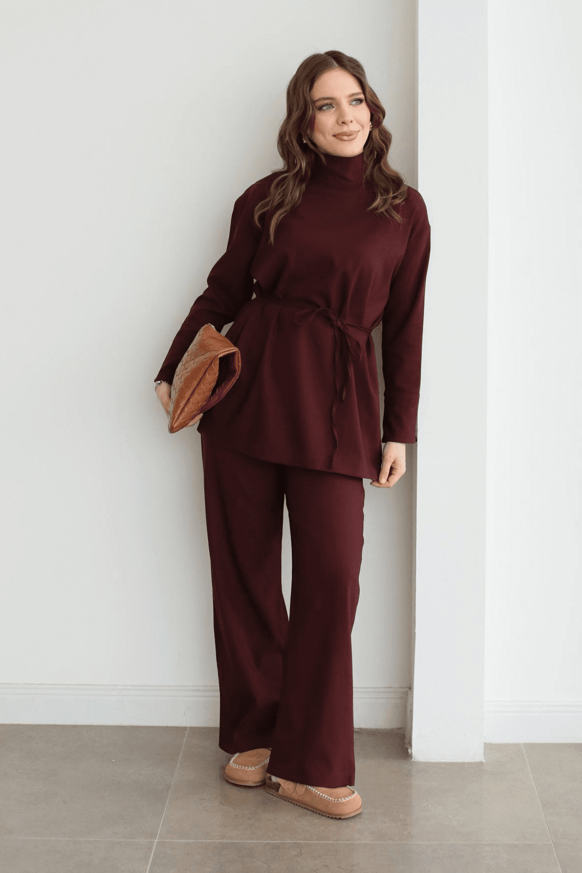 Basic Kemerli Takım Bordo