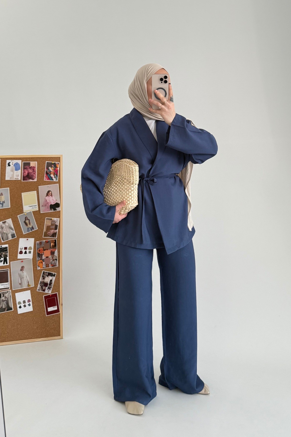 Loft Kimono Ceket Takım İndigo 