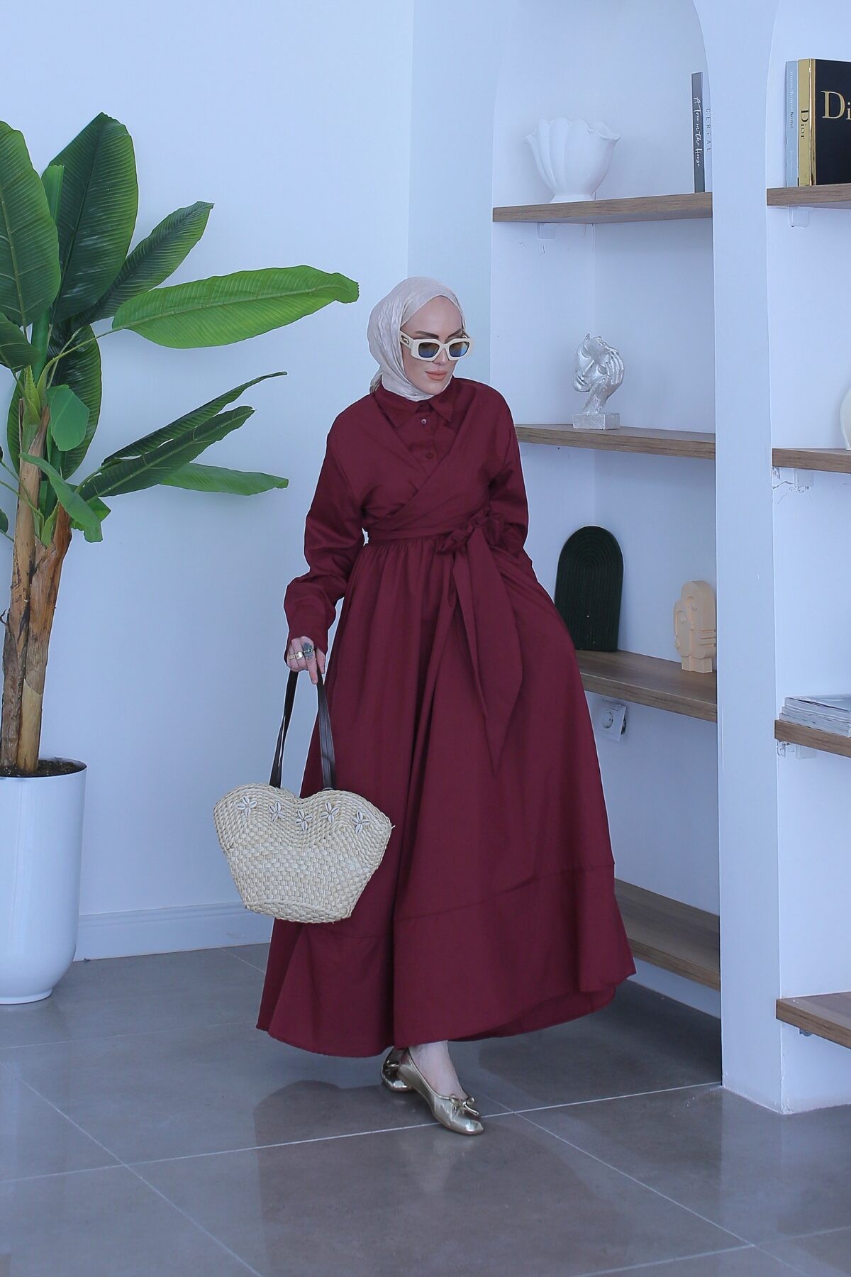 Kuşaklı Tasarım Elbise Cherry