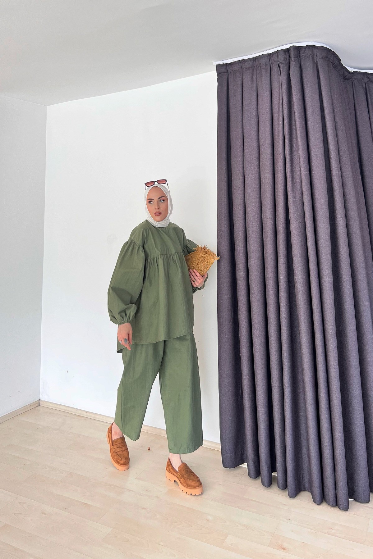 Linen Takım - Haki