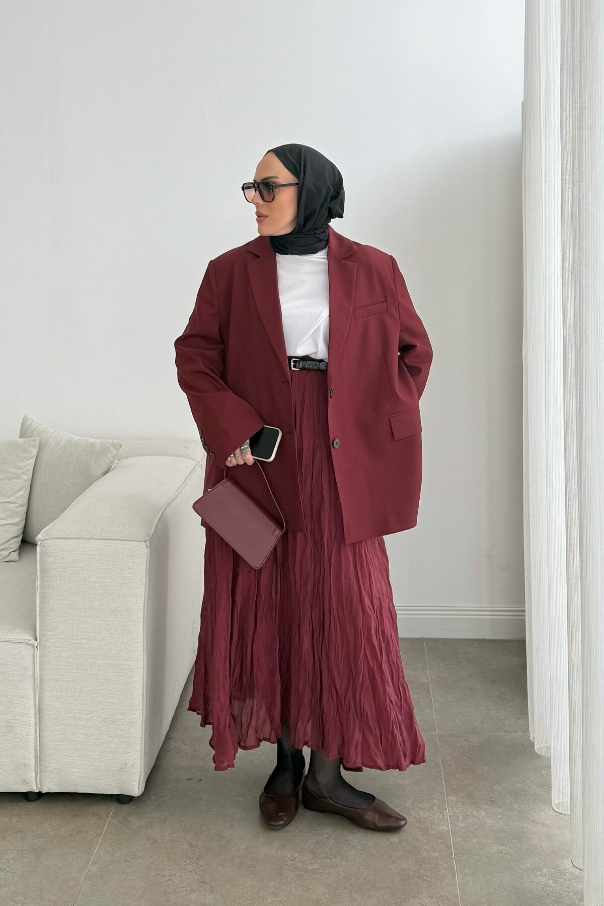 Massi. Astarlı Blazer Ceket Bordo