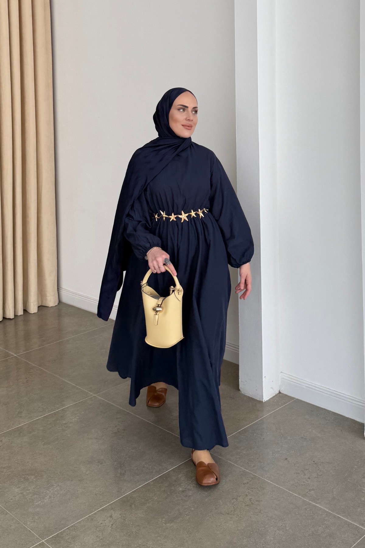 Sarah Premium Vual Elbise Lacivert