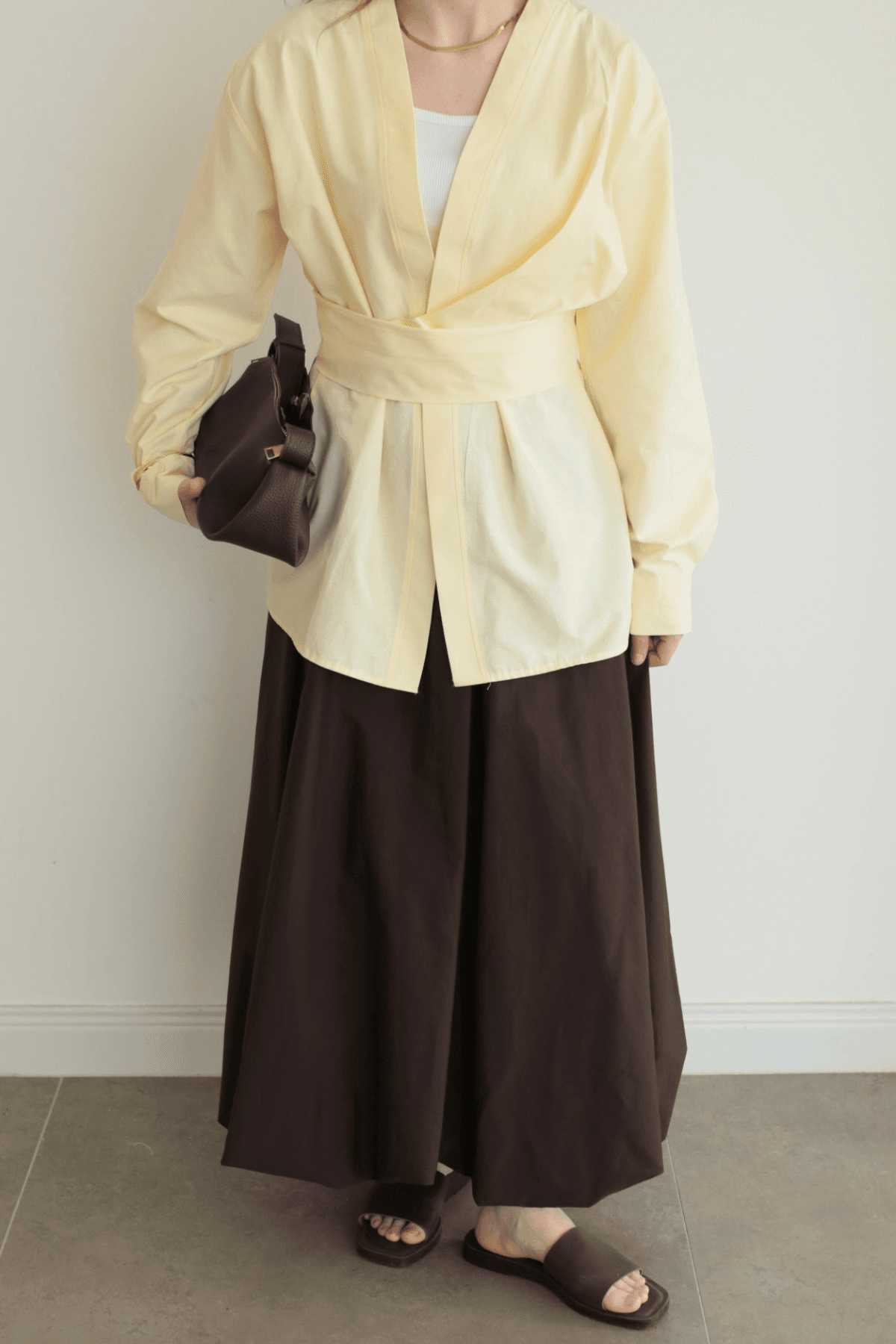 Premium Bağlamalı Kimono Gömlek Sarı