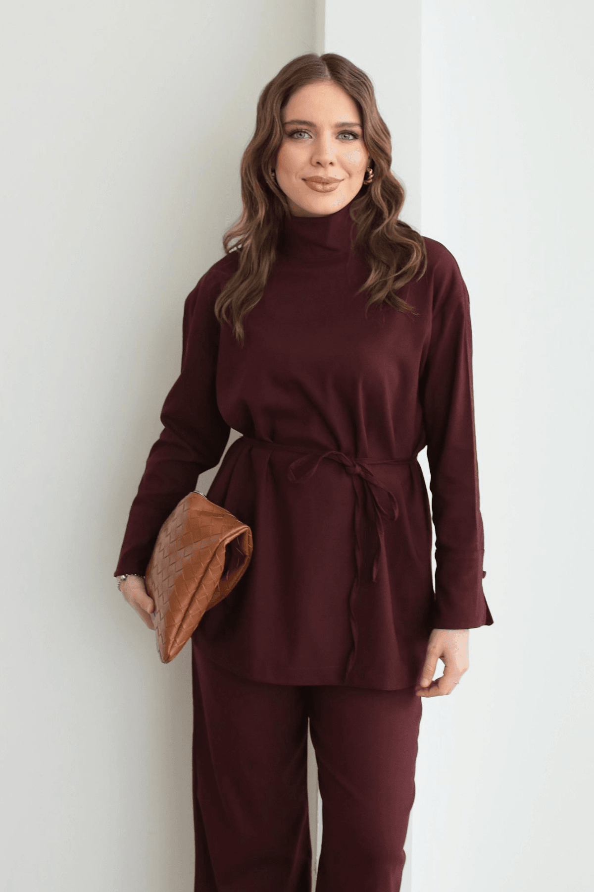 Basic Kemerli Takım Bordo