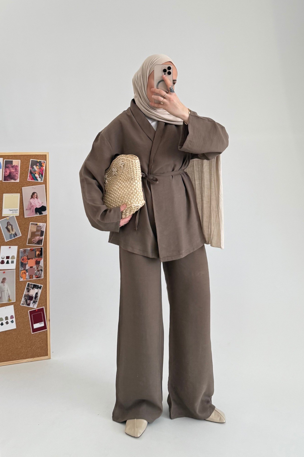 Loft Kimono Ceket Takım Kahve 