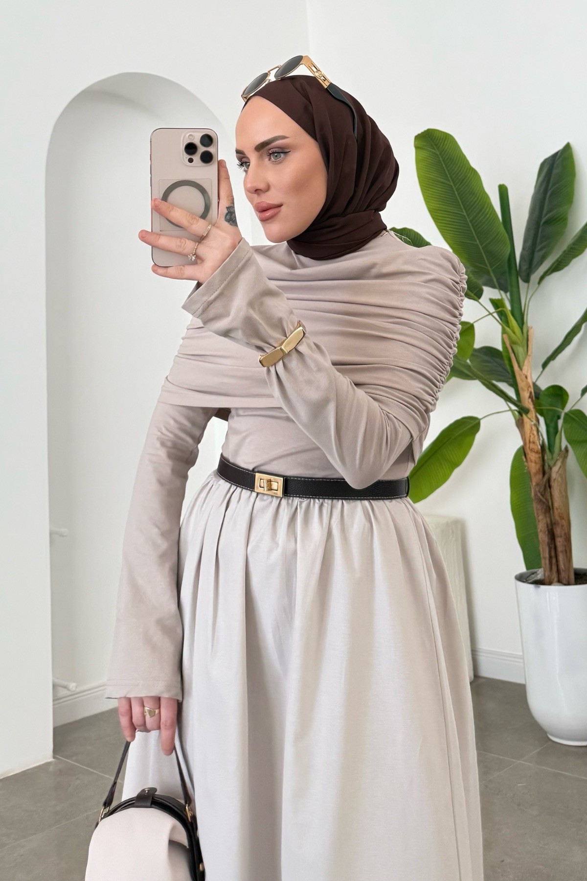 Drape Farah Elbise Taş