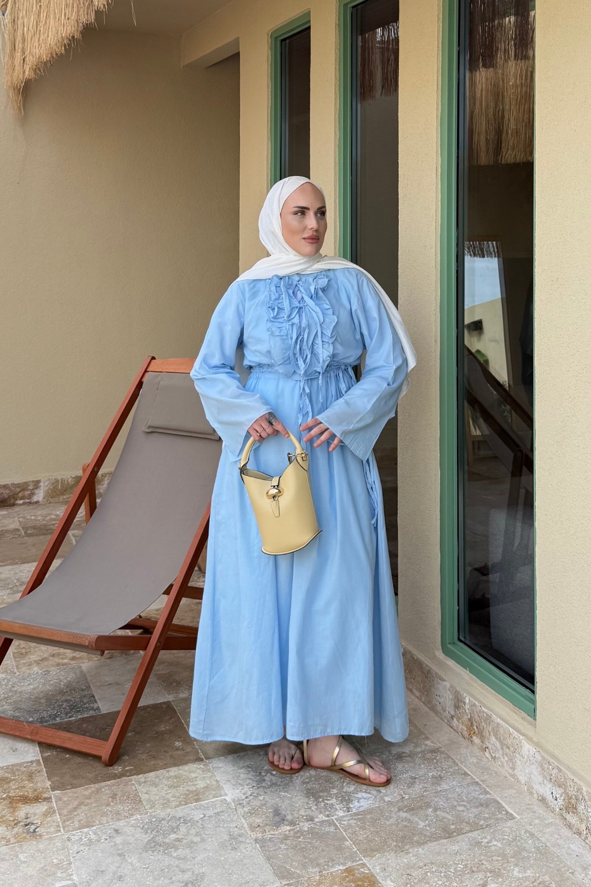 Hm Model Fırfırlı Elbise Bebe Mavi 