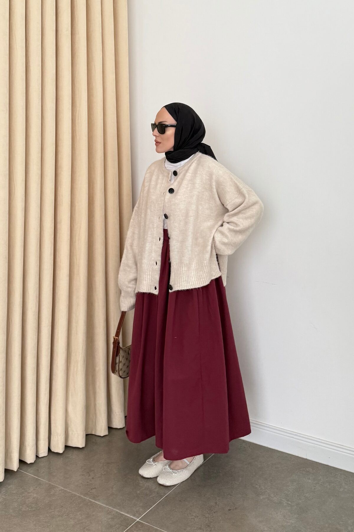 Massimo Model Oversize Hırka Bej